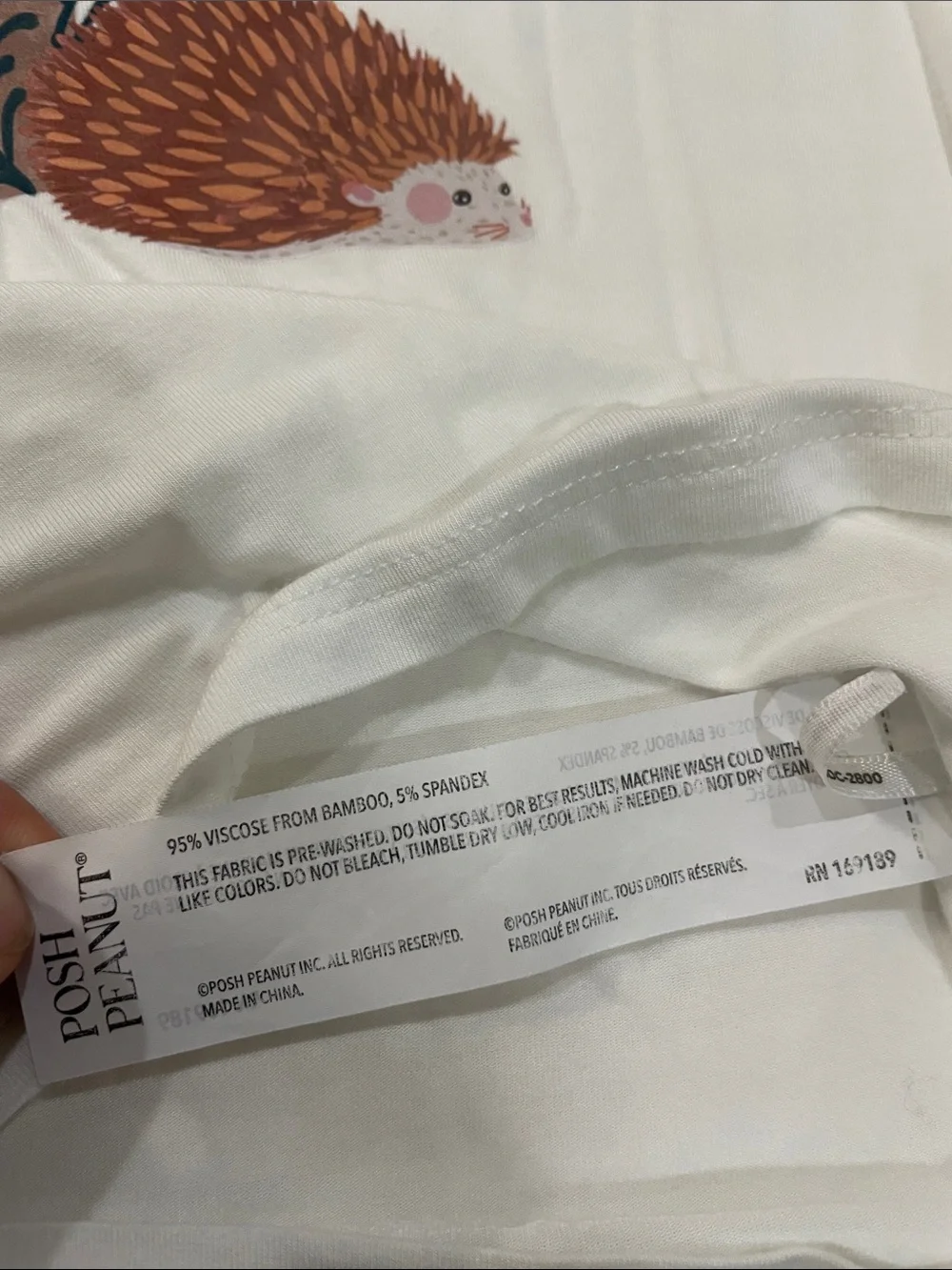 Posh Peanut White Short Sleeve Tee with 'Free Hugs' Hedgehog